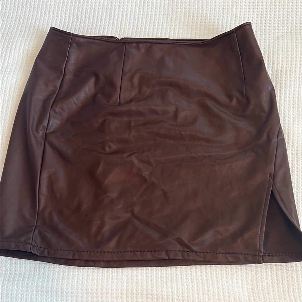 Brown Leather Mini Skirt